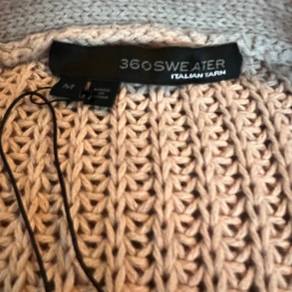 NWT 360 Sweater Italian Yarn Linen-Blend Open Knit Cardigan Size Medium - Picture 7 of 13